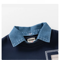 Thumbnail for CoolJunior – Lämmin ja tyylikäs – Poikien villapaita, jossa on denimkaulus