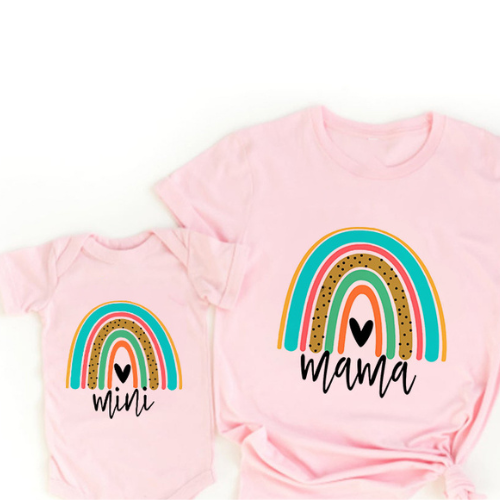 Mini Fashion™ - Äidille ja tyttärelle - Yhteensopiva paita ja body
