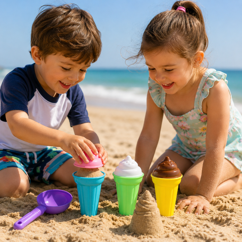 BeachFun – Hiekkahupia & Luovuutta – Ranta-jäätelökauha-leikkisetti