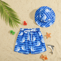 Thumbnail for Beach Set – Värikäs ja tyylikäs – Kuviolliset uimahousut ja hattu