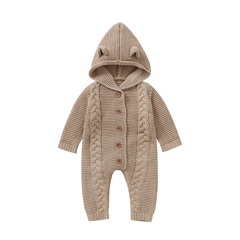 SoftKnit – Lämmin & Suloinen – Neulottu Vauvan Hupullinen Haalari