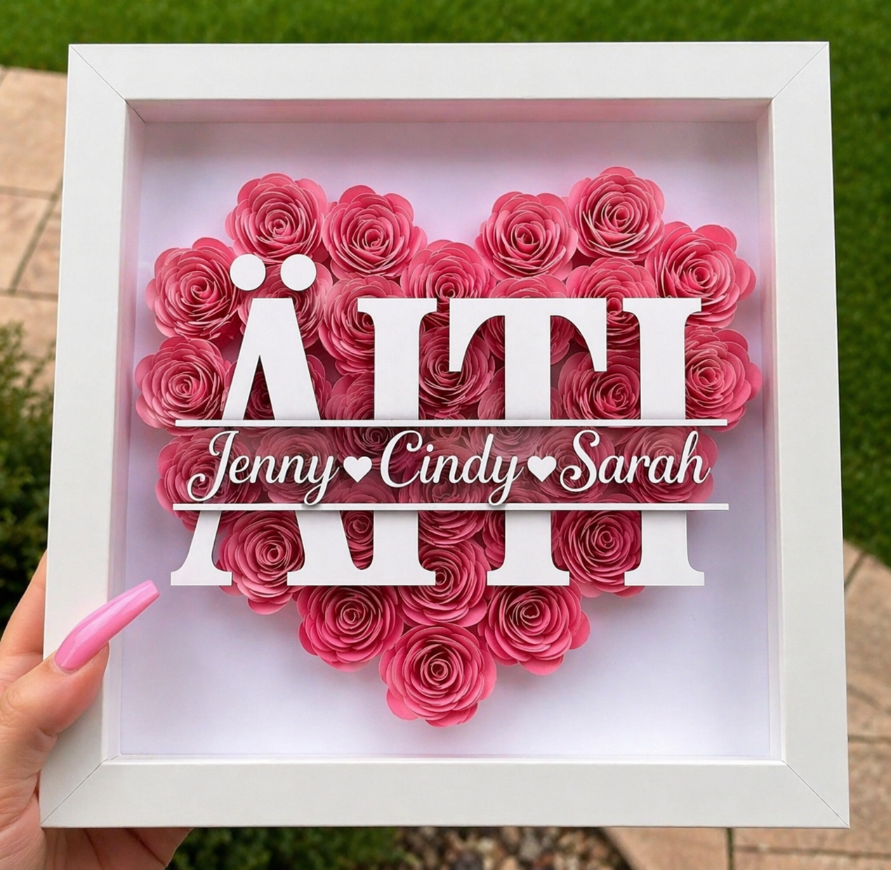 Personalized Rose Shadow Box – Ainutlaatuinen äitienpäivälahja – Henkilökohtainen ruusujen varjolaatikko