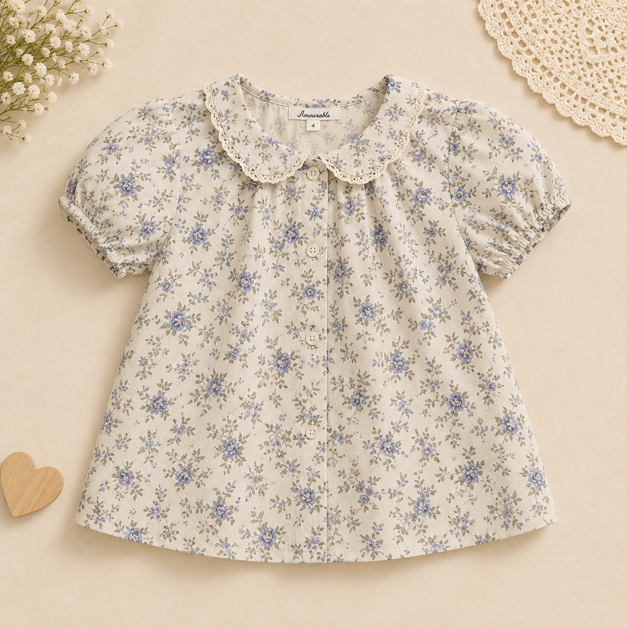 Girls Summer Fashion Top – Kevyt ja mukava – Vintage-tyylinen tyttöjen toppi