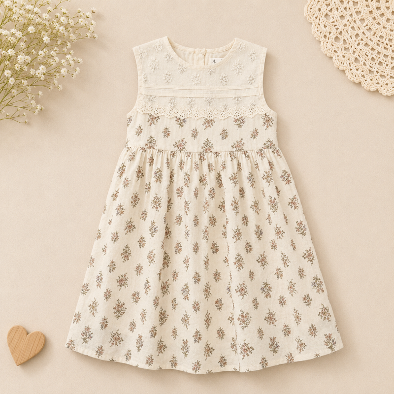 Short Sleeve Embroidery Dress – Elegantti ja mukava – boutique-tyylinen tyttöjen mekko