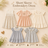 Thumbnail for Short Sleeve Embroidery Dress – Elegantti ja mukava – boutique-tyylinen tyttöjen mekko