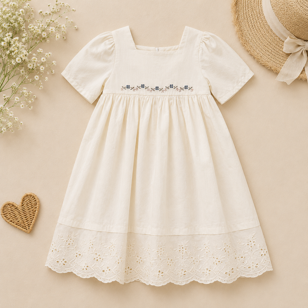 Lace Stitching Dress – Elegantti ja mukava – Pitsi ja tikkaukset