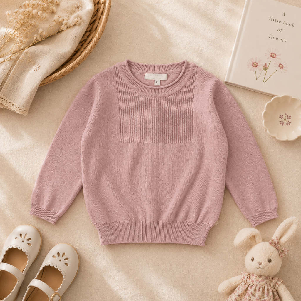 Thin Cotton Pullover – Valo & mukavuus – Neulottu lasten villapaita
