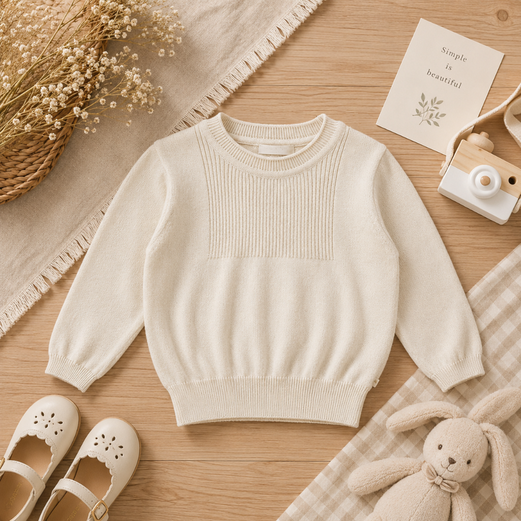 Thin Cotton Pullover – Valo & mukavuus – Neulottu lasten villapaita