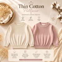 Thumbnail for Thin Cotton Pullover – Valo & mukavuus – Neulottu lasten villapaita