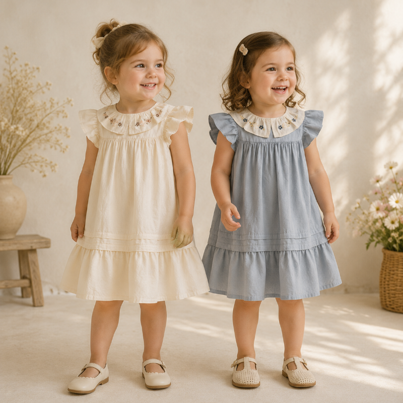 Princess Dress – Tyylikäs ja mukava – mekko, jossa on brodeerattu kaulus