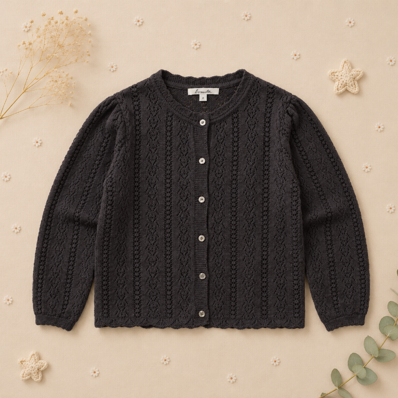 Buttoned Cardigan – Pehmeä ja mukava – neulottu lasten neuletakki