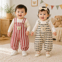 Thumbnail for Striped Overall Romper – Pehmeä ja mukava – Lasten haalari