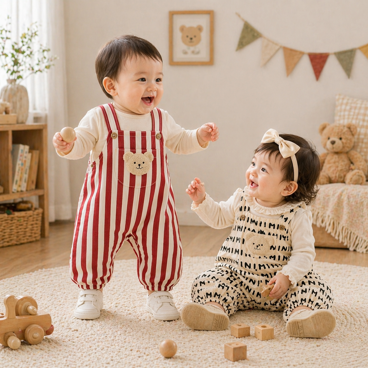 Striped Overall Romper – Pehmeä ja mukava – Lasten haalari