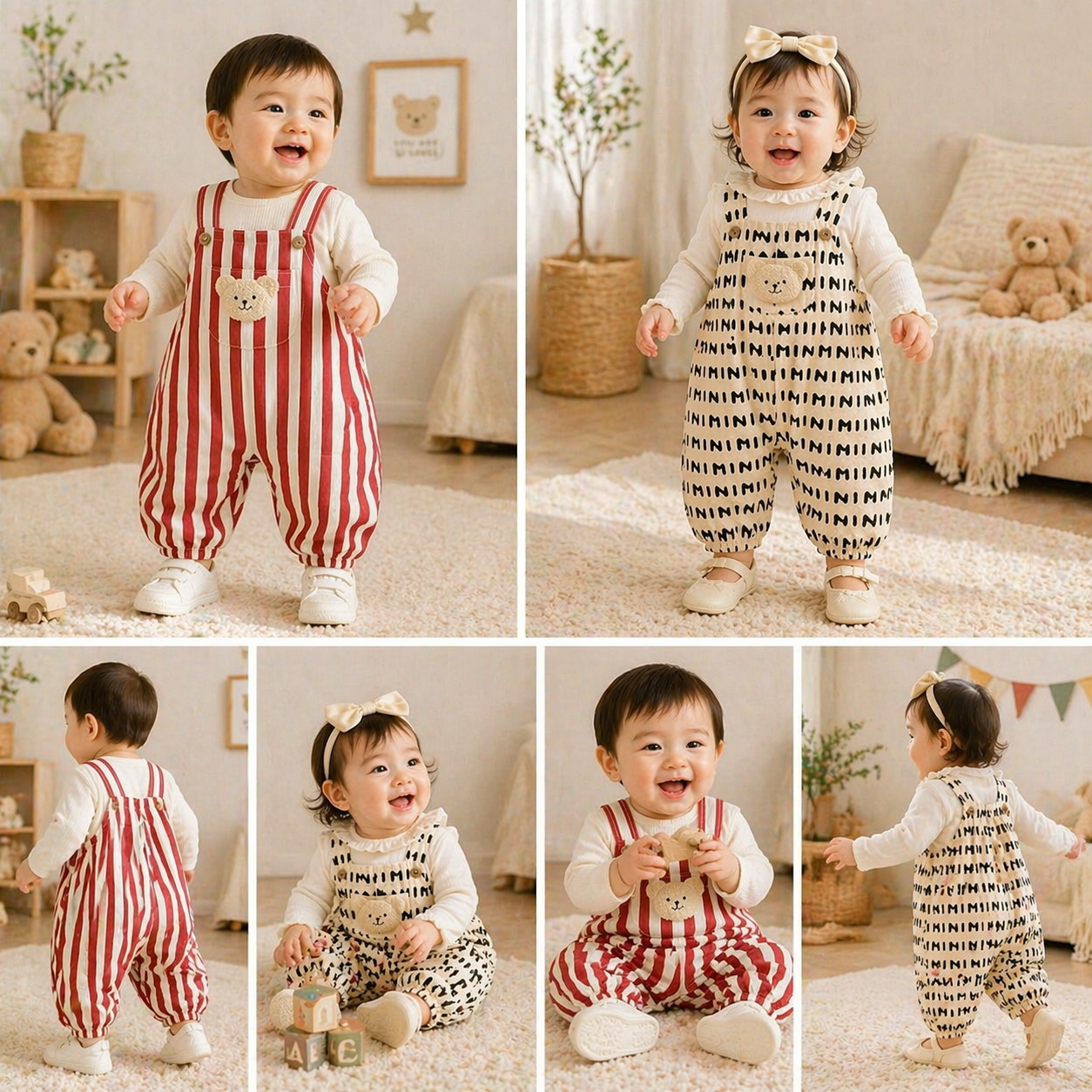 Striped Overall Romper – Pehmeä ja mukava – Lasten haalari