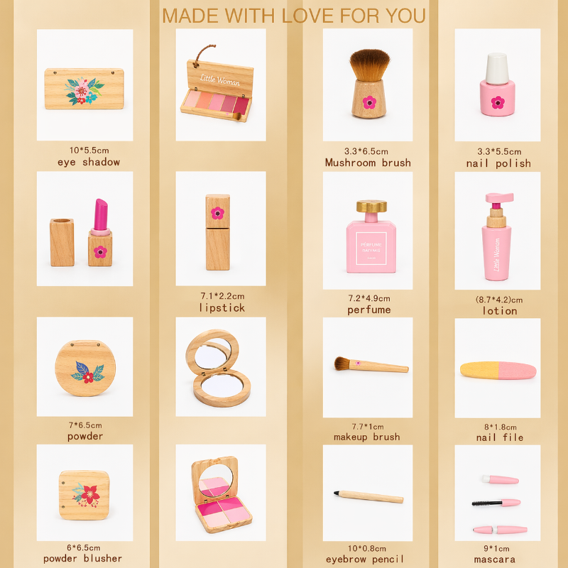 Wooden Makeup Play Set – Luovuus ja roolileikit – Puinen meikkisetti