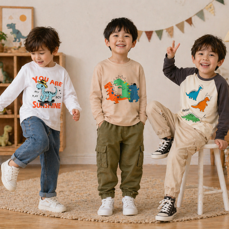 Kids Dinosaur Sweatshirt – Mukavuus ja tyyli – Dino-lasten villapaita