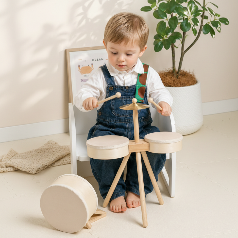 Kids Wooden Drum Toy – Musiikki & Luovuus – Rumpusetti
