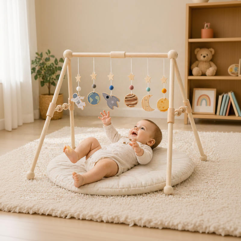 Wooden Baby Rattle Toy – Aistien kehittymistä tukeva ja turvallinen – Vauvojen liikuntatunti