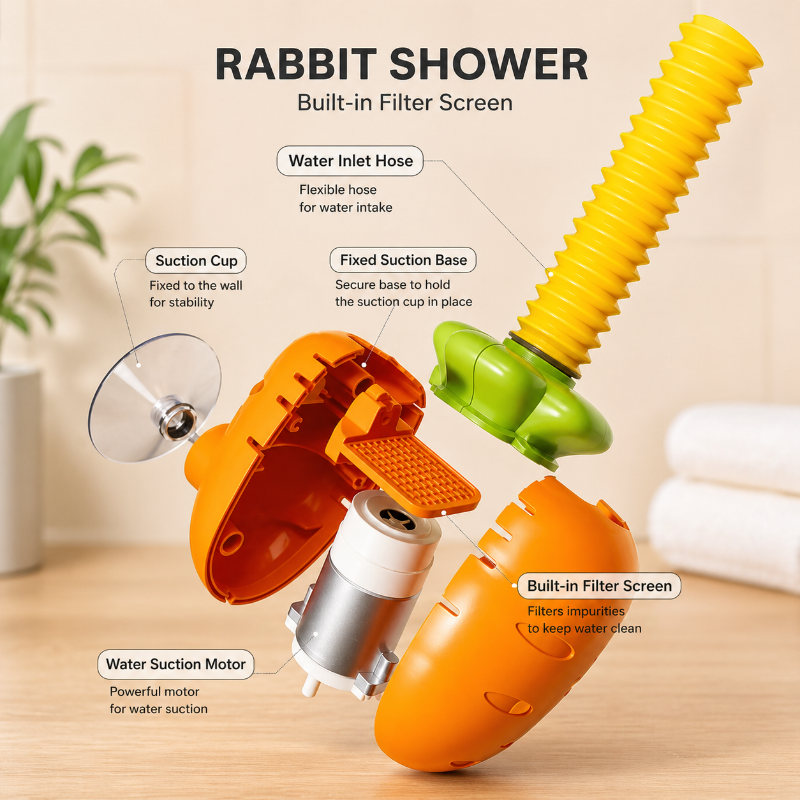 Rabbit Bath Shower Toy – Leikkiä ja vesihupia – Kylpyhuonelelu, vesisuihku