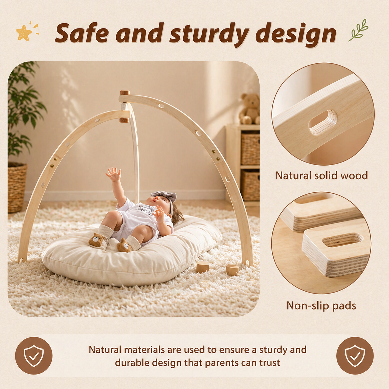 Wooden Baby Rattle Toy – Aistien kehittymistä tukeva ja turvallinen – Vauvojen liikuntatunti