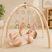 Thumbnail for Wooden Baby Rattle Toy – Aistien kehittymistä tukeva ja turvallinen – Vauvojen liikuntatunti
