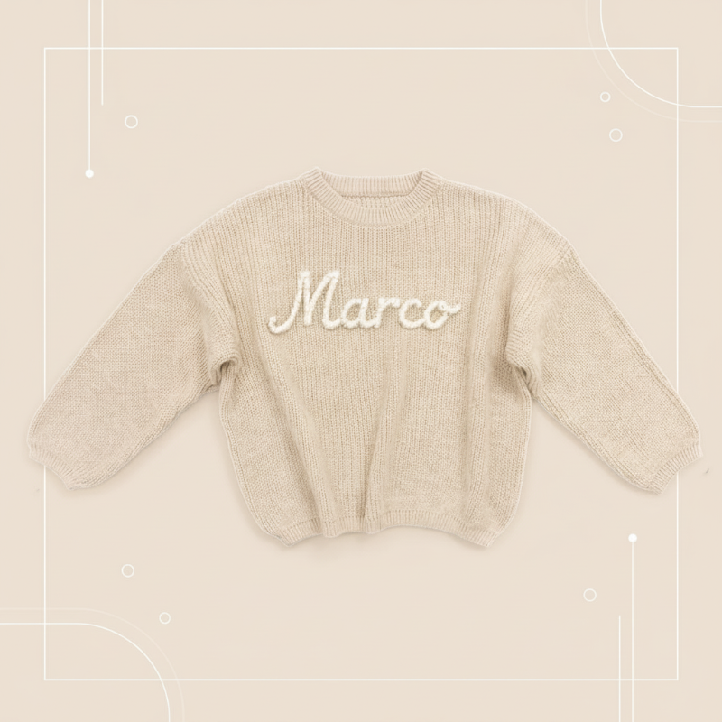 Personalized Baby Sweater – Ainutlaatuinen ja rakastava – brodeerattu, nimikoitu vauvan villapaita