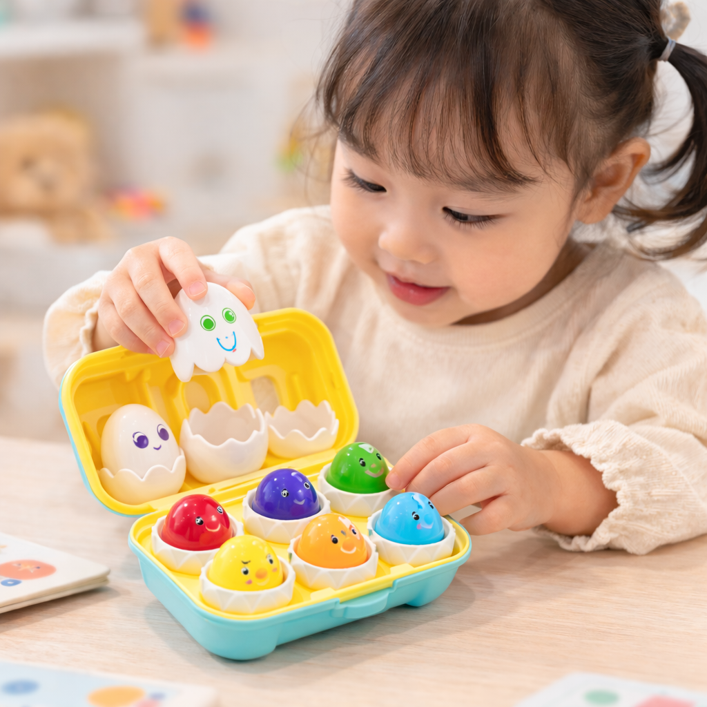 Montessori 3D Eggs Puzzle – Hauskaa pääsiäiseksi – Munien lajittelupeli