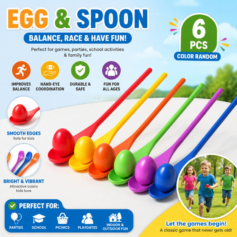Wooden Egg Spoon Game – Motoriset taidot ja oppiminen – Munakilpailu-tasapainopeli