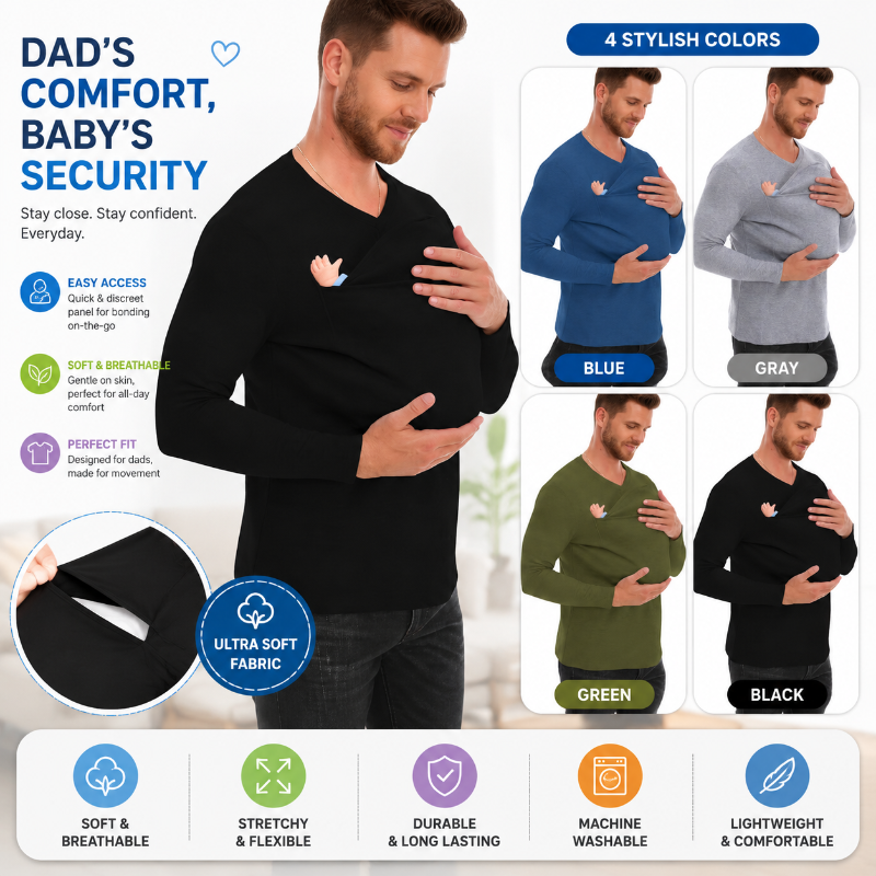 Kangaroo Pocket Shirt – Mukava ja kätevä – Miesten T-paita-vauvankantokoppa