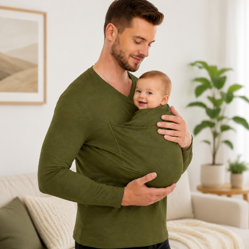 Kangaroo Pocket Shirt – Mukava ja kätevä – Miesten T-paita-vauvankantokoppa