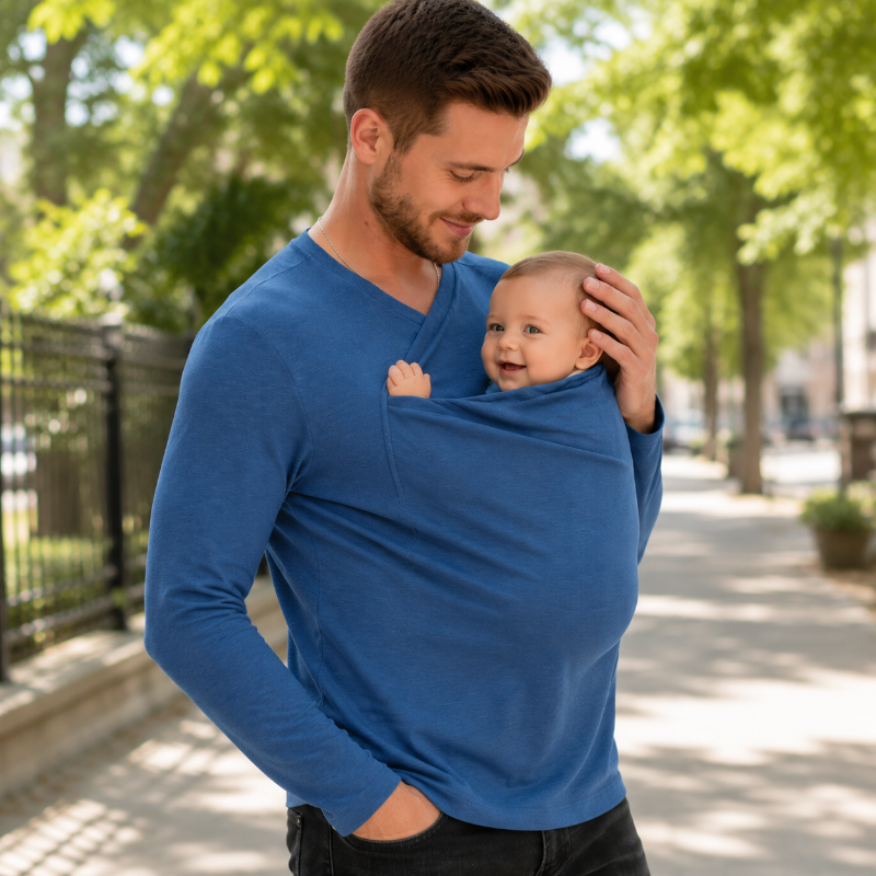 Kangaroo Pocket Shirt – Mukava ja kätevä – Miesten T-paita-vauvankantokoppa