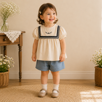 Thumbnail for Girls Summer Fashion Top – Kevyt ja mukava – Vintage-tyylinen tyttöjen toppi