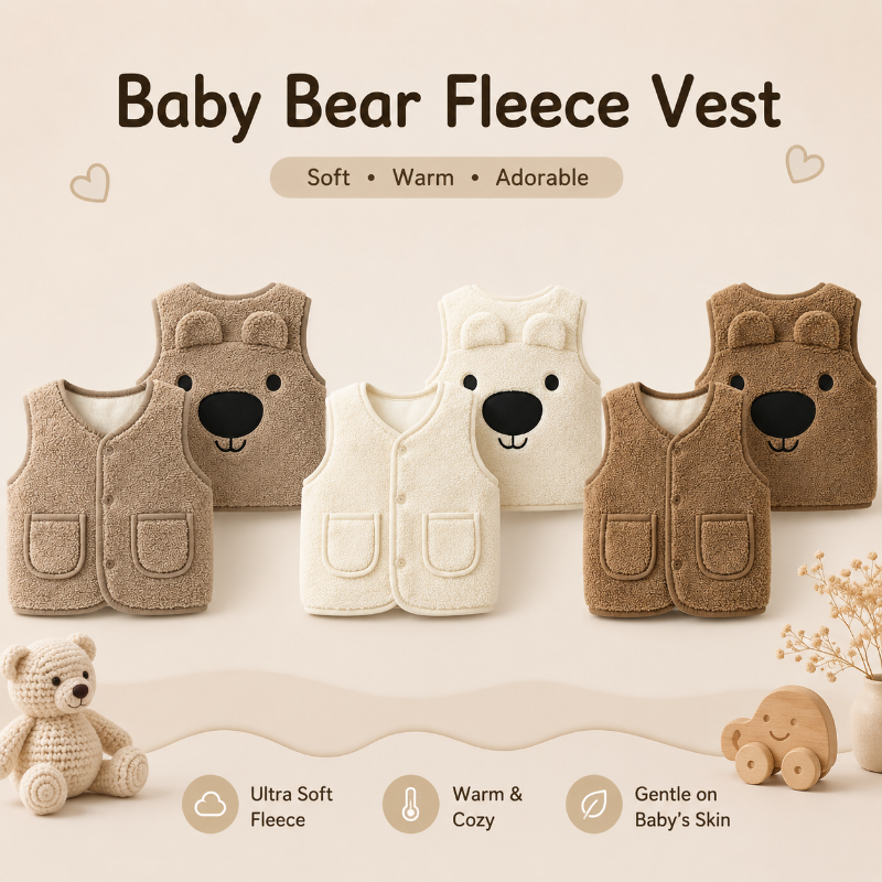 Baby Bear Fleece Vest – Lämmin ja pehmeä – Lasten karhuliivi