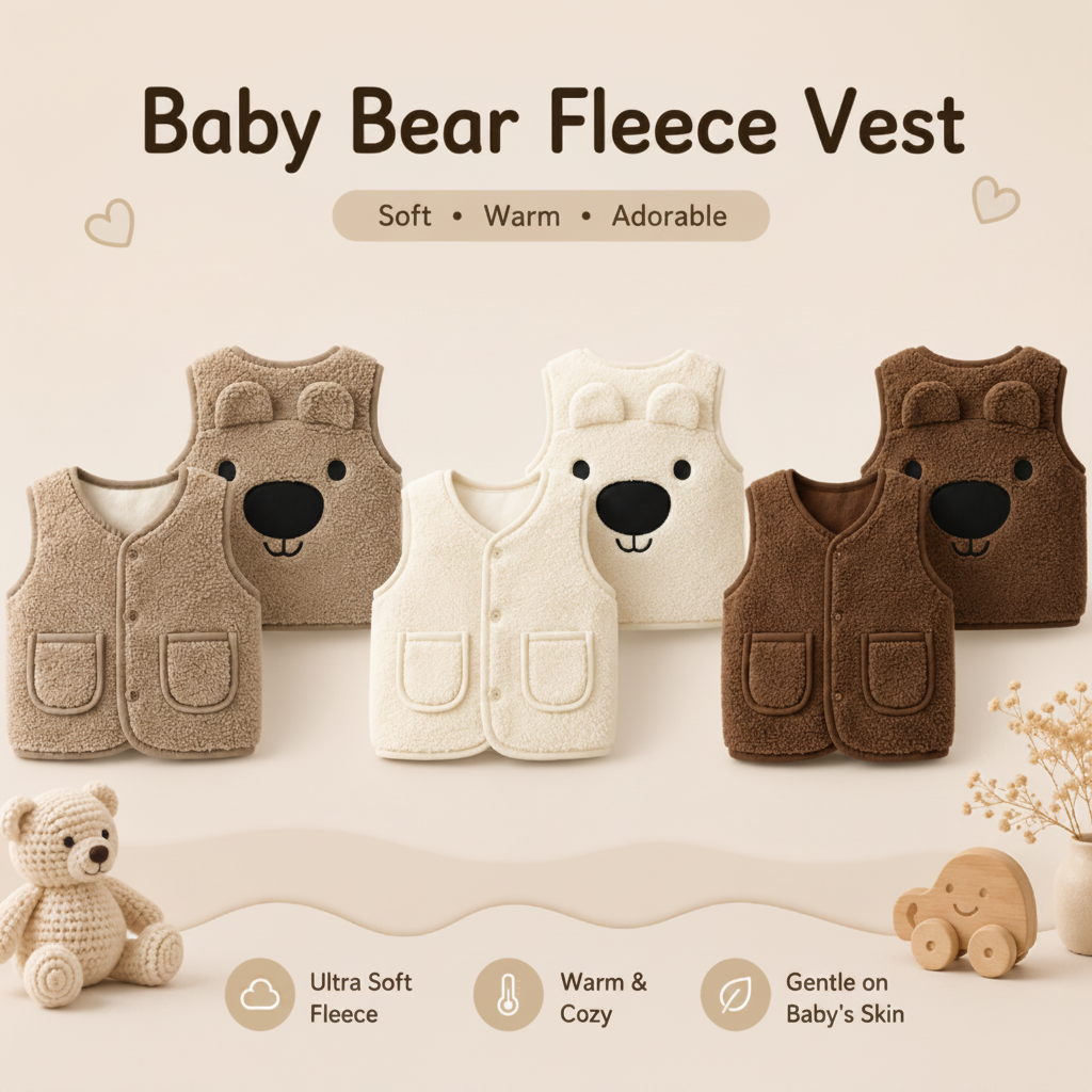 Baby Bear Fleece Vest – Lämmin ja pehmeä – Lasten karhuliivi