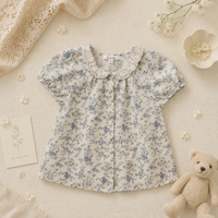Thumbnail for Vine Print Blouse – Kevyt ja suloinen – Lasten pusero, jossa on pöyheät hihat