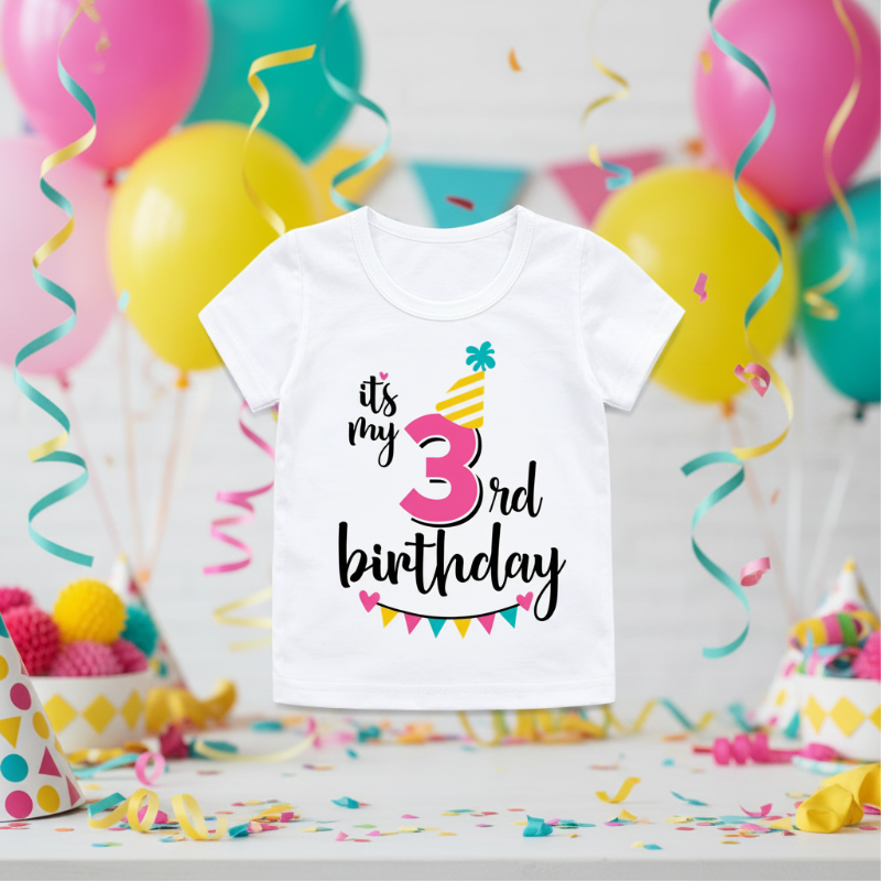 Birthday Graphic Tee – Söpö ja kevyt – Lasten syntymäpäivä-T-paita