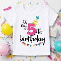 Thumbnail for Birthday Graphic Tee – Söpö ja kevyt – Lasten syntymäpäivä-T-paita