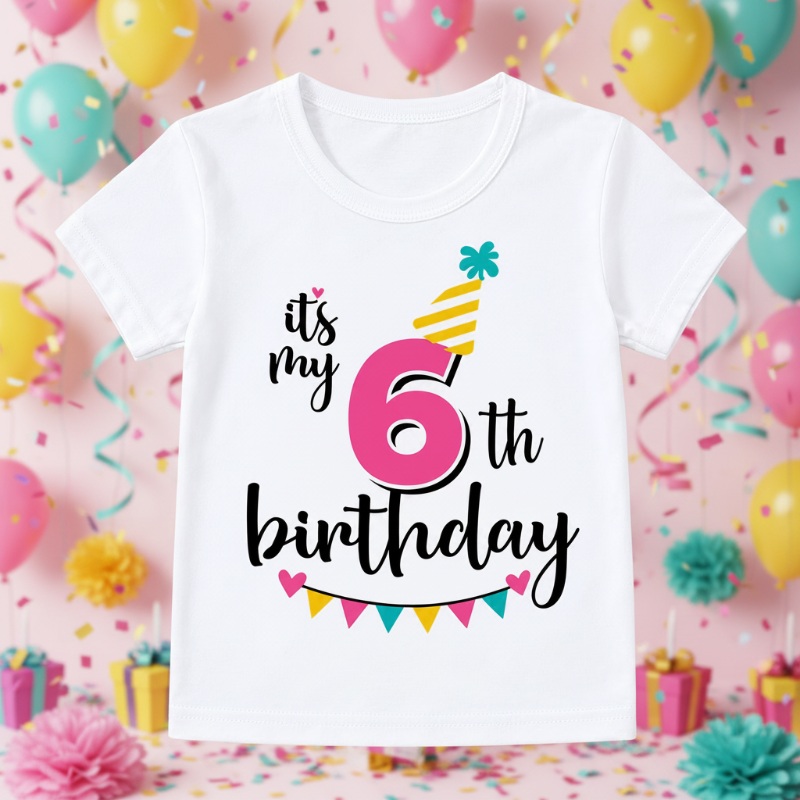 Birthday Graphic Tee – Söpö ja kevyt – Lasten syntymäpäivä-T-paita