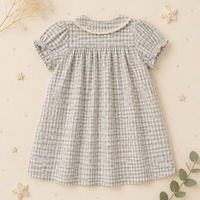 Thumbnail for Check Dress – Pehmeä ja hengittävä – Klassinen kaulus ja pussihihat