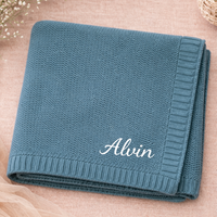 Thumbnail for Personalized Baby Blanket – Pehmeä ja ainutlaatuinen – henkilökohtaisesti brodeerattu puuvillapeitto