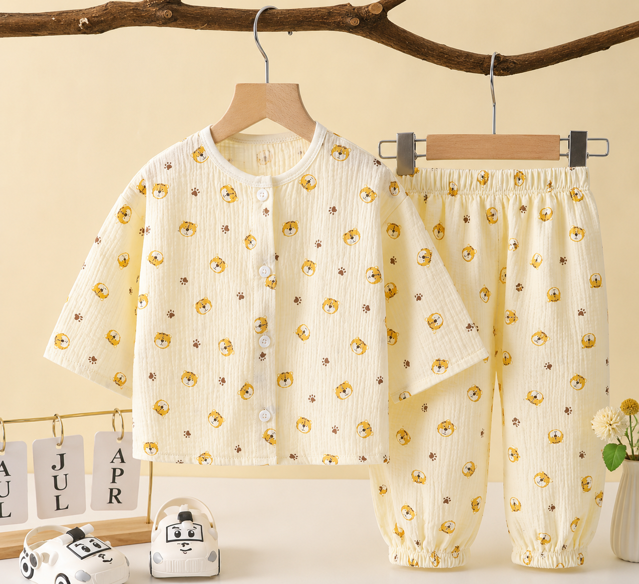 Mini Fashion™ - Ilmava materiaali - Lasten pellava-asu