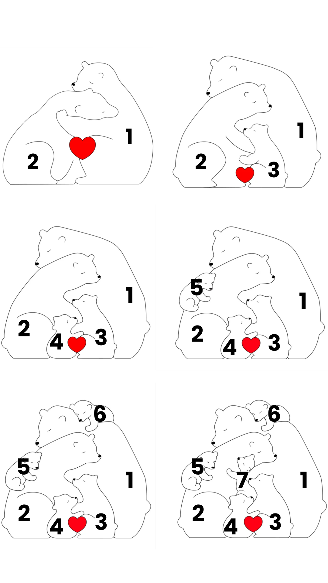 Family Puzzle™ – Henkilökohtainen äitienpäivälahja, jossa on karhuperhe