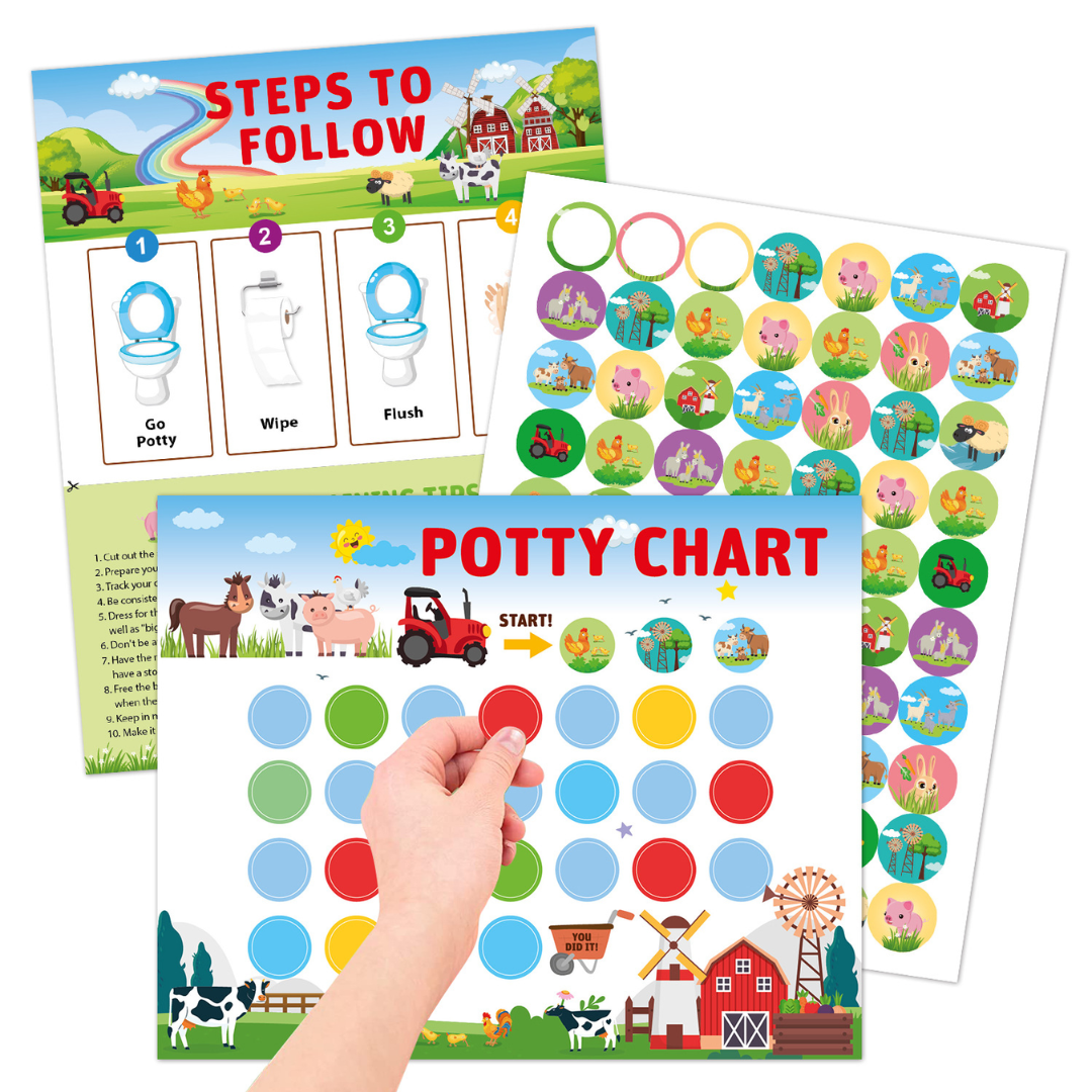 Potty Training – Leikkisä & motivoiva - potta koulutus kortti tarroilla