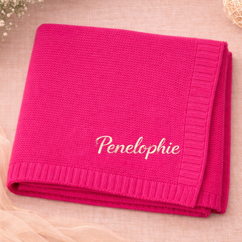 Personalized Baby Blanket – Pehmeä ja ainutlaatuinen – henkilökohtaisesti brodeerattu puuvillapeitto