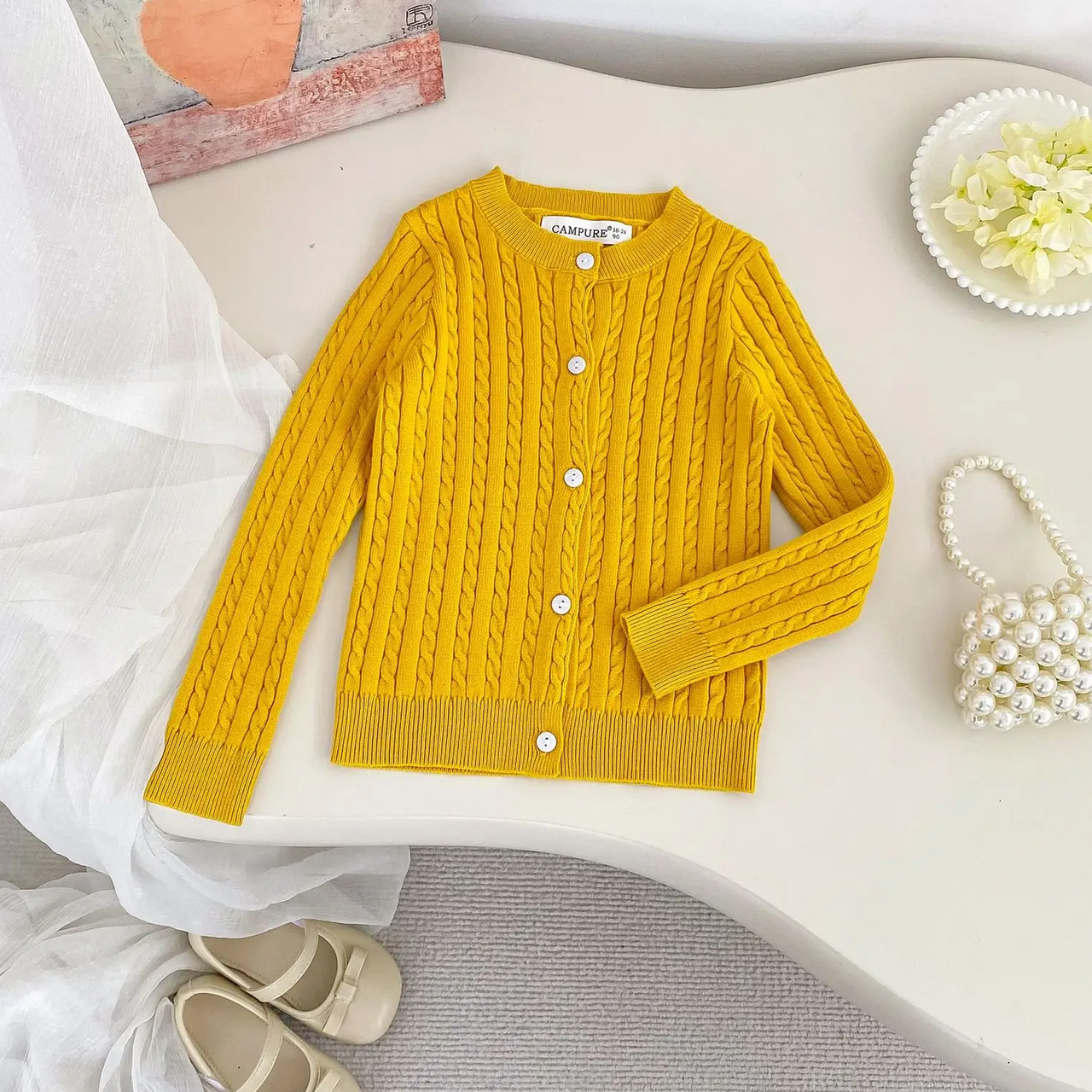 CozyBelle – Elegantti ja lämmin – neulottu neuletakki, jossa on napit