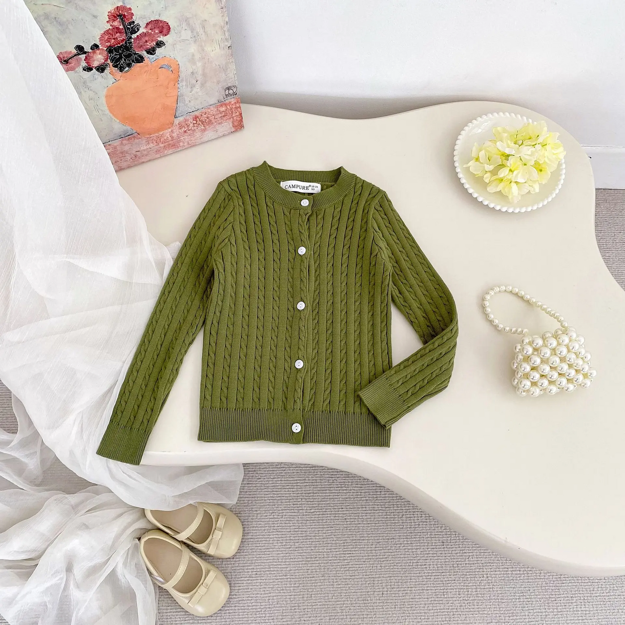 CozyBelle – Elegantti ja lämmin – neulottu neuletakki, jossa on napit