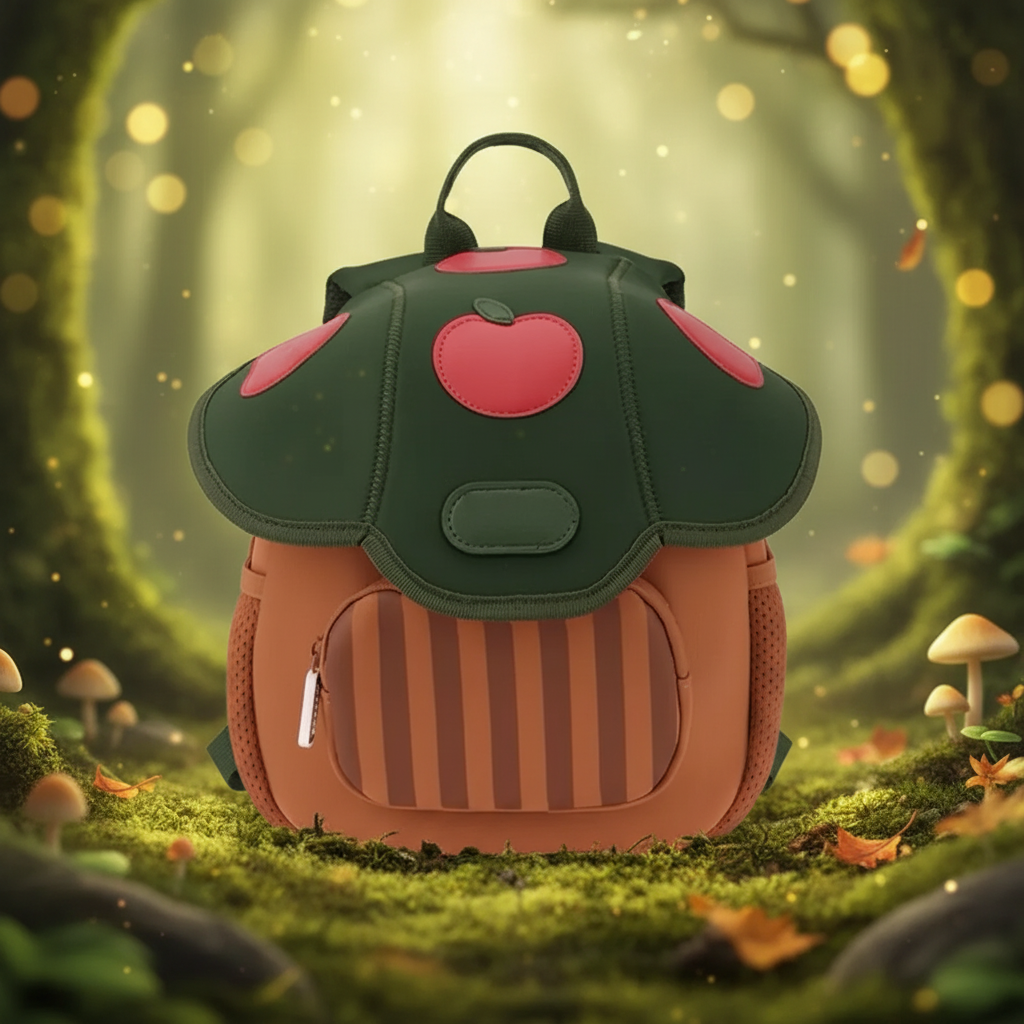 MushroomPack – Söpö ja käytännöllinen – lasten reppu, muotoilu