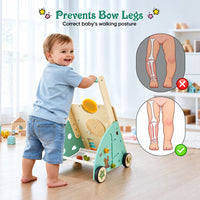 Thumbnail for WoodenSteps – Luonnollinen ja opettavainen – Puinen vauvan kävelyauto, jossa on leikkipaneelit