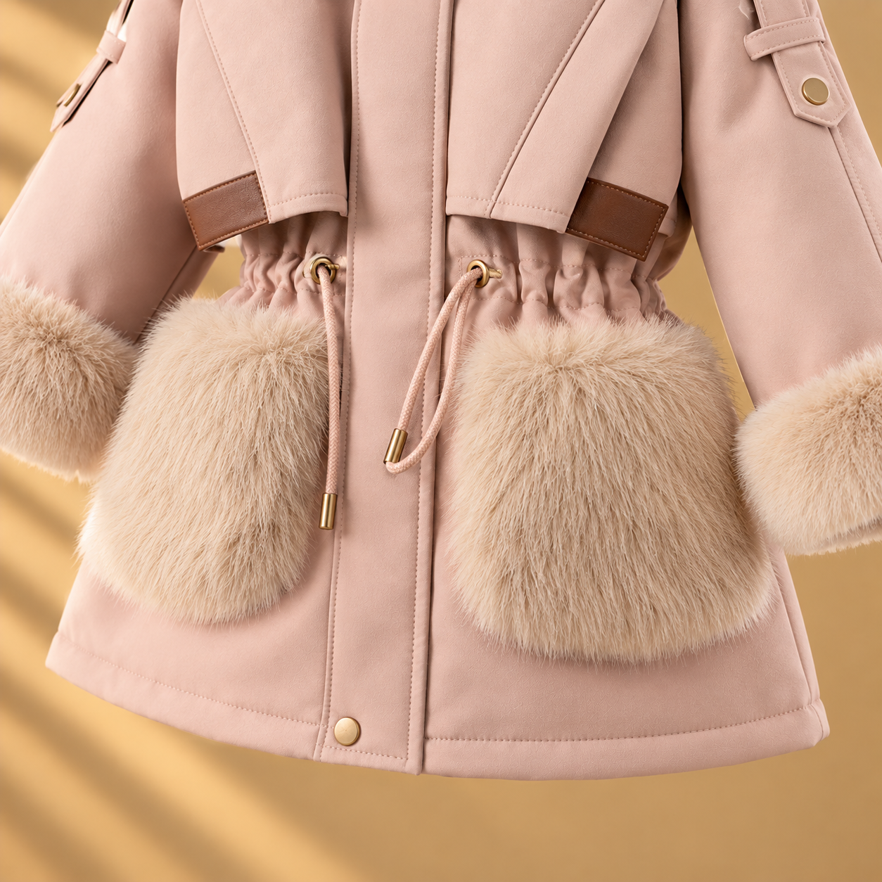 CozyParka – Lämmin ja pehmeä – Tyttöjen talvitakki, jossa on pehmustettu kaulus
