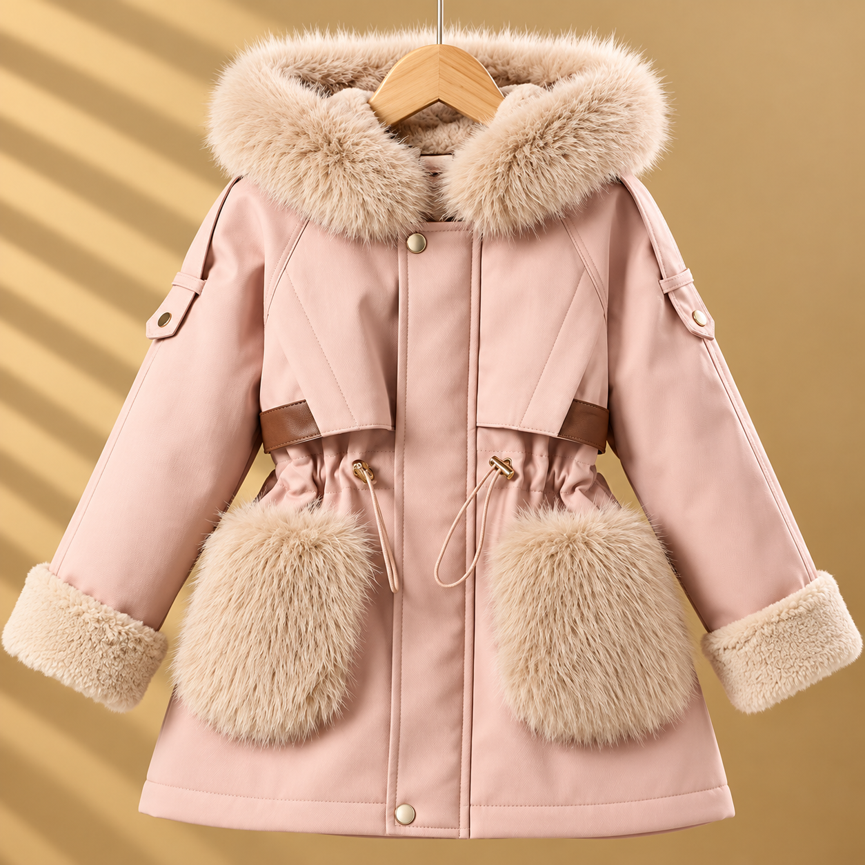 CozyParka – Lämmin ja pehmeä – Tyttöjen talvitakki, jossa on pehmustettu kaulus